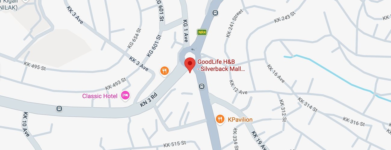 Map showing Goodlife Ivuriro at Silverback Mall, Kicukiro, Kigali